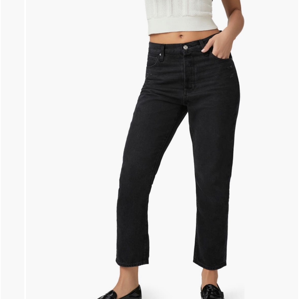 Paige Black Wide Leg Denim Distressed Jean size 32